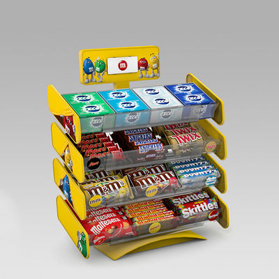 تعرض Candy Point Of Sales رف عرض الوجبات الخفيفة في المتجر مع صواني معدنية قابلة للإزالة